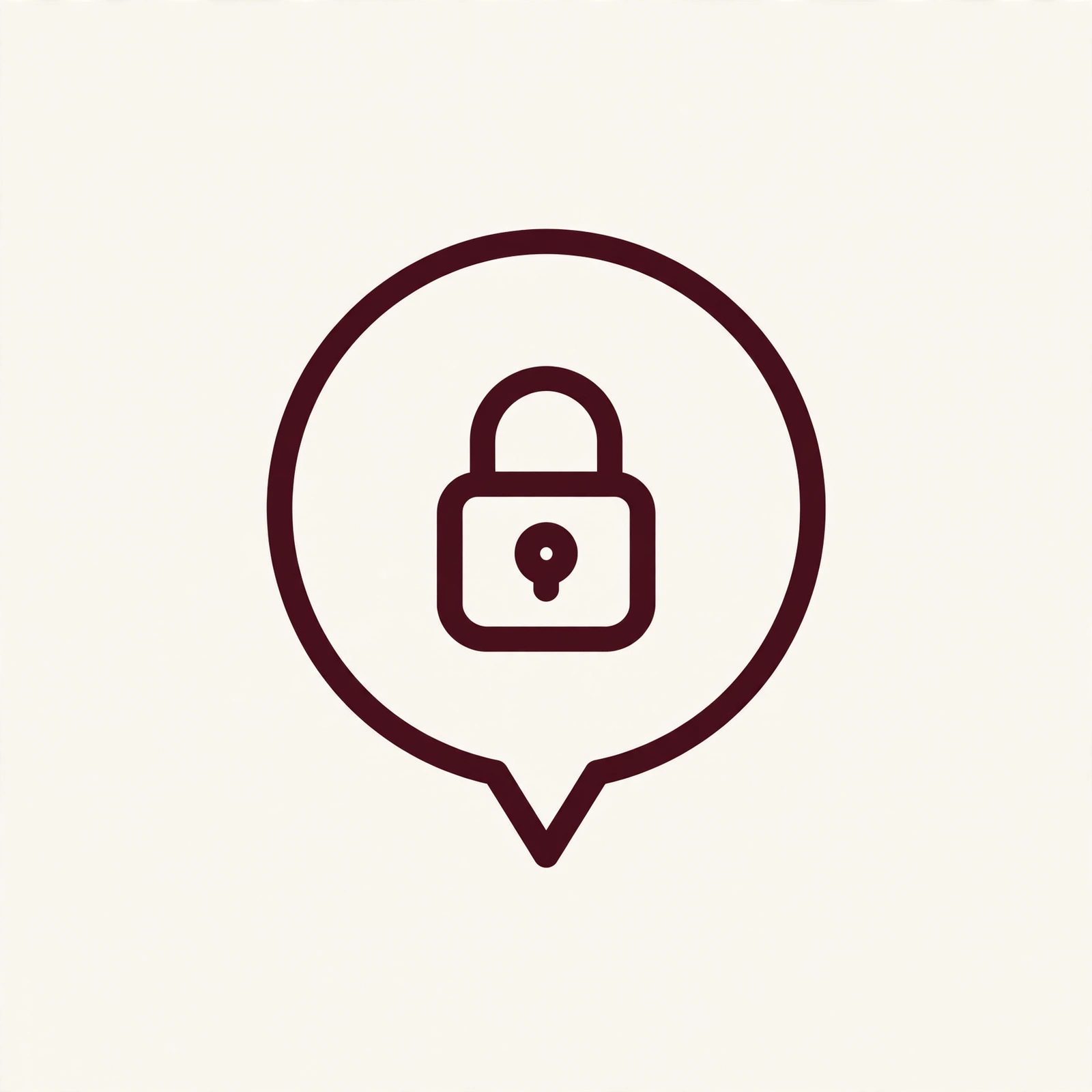 Speech bubble with padlock icon representing confidential scoping